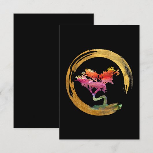 Zen Bonsai Tree Japanse Cirkel Enso Asian Art Bedankkaart (Voorkant / Achterkant)