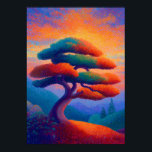 Zen Bonsai Tree Pointillism Landscape Art Poster<br><div class="desc">A vibrant pointillist interpretation of a serene bonsai tree standing on a quiet hill at sunset. Thousands of luminous color dots form a glowing neo-impressionist texture where the sculpted tree, soft mountains and warm sky blend into a radiant mosaic of color and light. This expressive artwork captures the peaceful spirit...</div>
