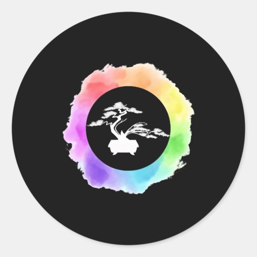 Zen Bonsai Tree Yoga Graphic Gift Ronde Sticker (Voorkant)