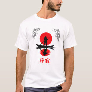 Zen-bootman Rode Zon Minimalistische Silhouet T-shirt