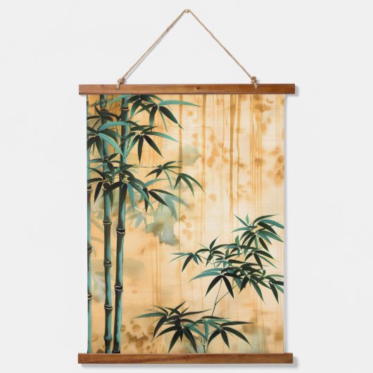 Zen Botanische Natuur Bamboebos Hangend Wandkleed (Voorkant)