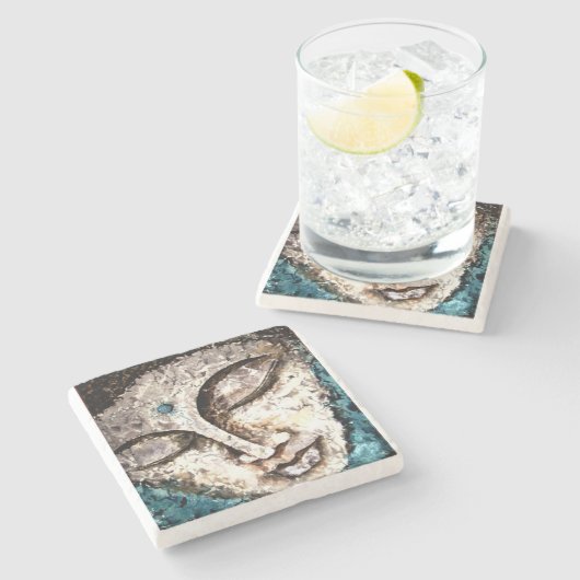 Zen Buddha Art Stone Onderzetter (Zijkant)