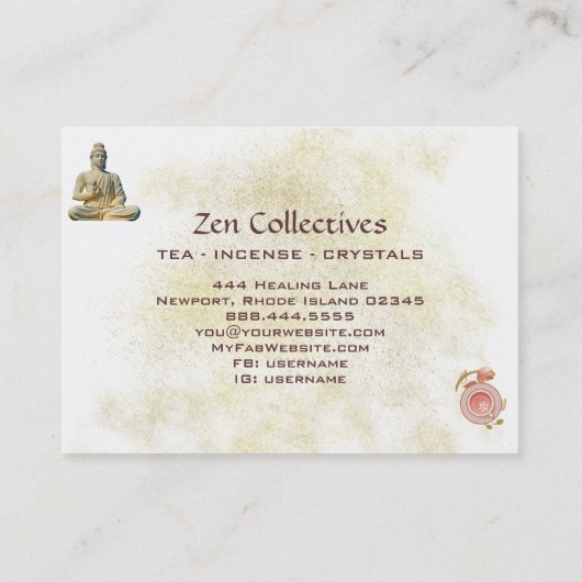 *~* Zen Buddha Candle Tea Lotus Gold Visitekaartje (Achterkant)