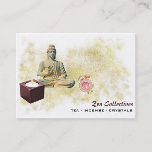 *~* Zen Buddha Candle Tea Lotus Gold Visitekaartje