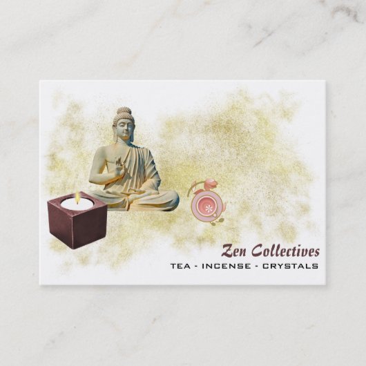 *~* Zen Buddha Candle Tea Lotus Gold Visitekaartje (Voorkant)