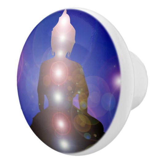 Zen Buddha & Chakra Meditation Keramische Knop (Rechts)