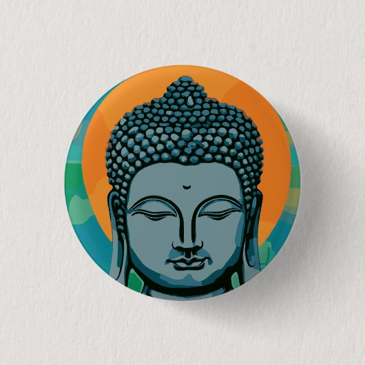 Zen Buddha Head Ronde Button 3,2 Cm (Voorkant)