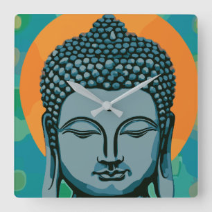 Zen Buddha Head Vierkante Klok