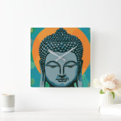 Zen Buddha Head Vierkante Klok (Huis)