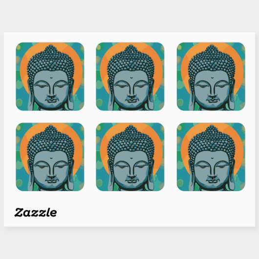 Zen Buddha Head Vierkante Sticker (Vel)