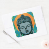 Zen Buddha Head Vierkante Sticker (Envelop)