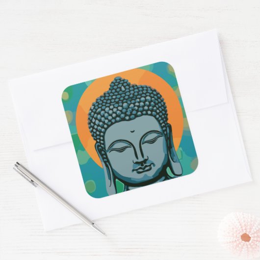 Zen Buddha Head Vierkante Sticker (Envelop)