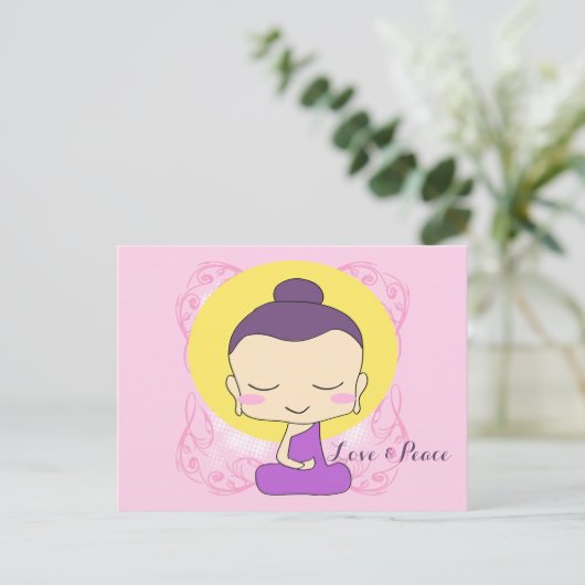 Zen Buddha "Liefde en Vrede" Briefkaart (Staand voorkant)