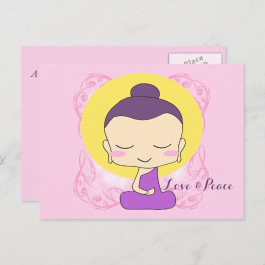 Zen Buddha "Liefde en Vrede" Briefkaart (Voorkant / Achterkant)