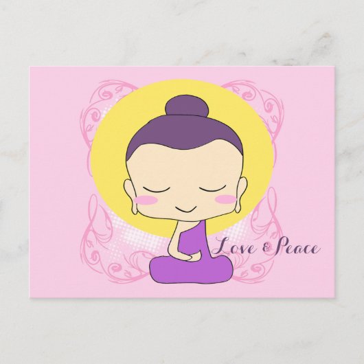 Zen Buddha "Liefde en Vrede" Briefkaart (Voorkant)