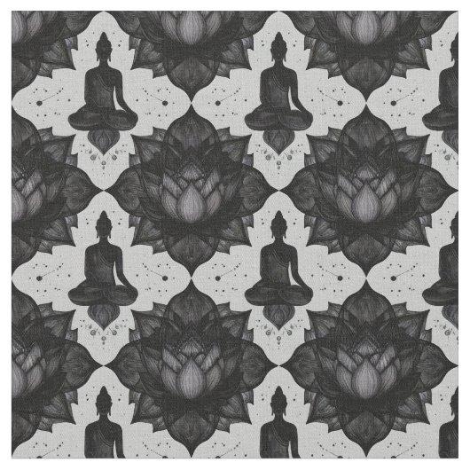 Zen Buddha Lotus Fabric Stof (Close Up)