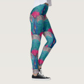 Zen Buddha Lotus Green Pattern Yoga Art Leggings (Rechts)
