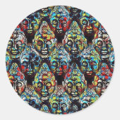 Zen Buddha Ronde Sticker (Voorkant)