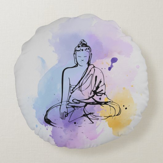 Zen Buddha Round Throw Pillow Rond Kussen (Achterkant)