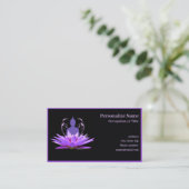 Zen Buddha Yoga Meditation Paarse Lotus Flower Visitekaartje (Staand voorkant)