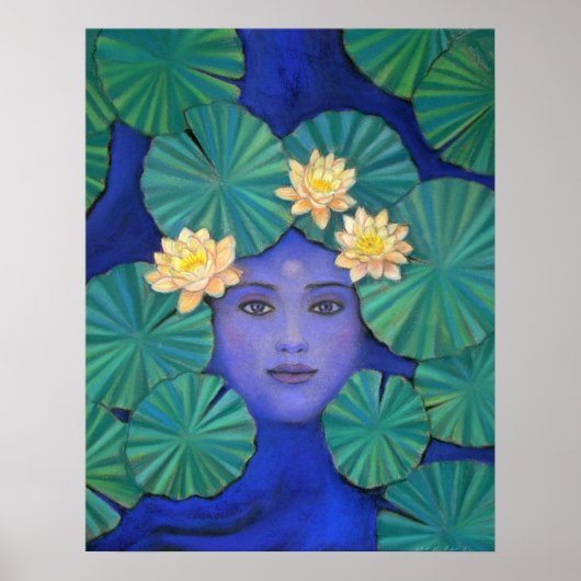 Zen Buddhism Poster Lotus Pond Kuan Yin Buddha Art (Voorkant)