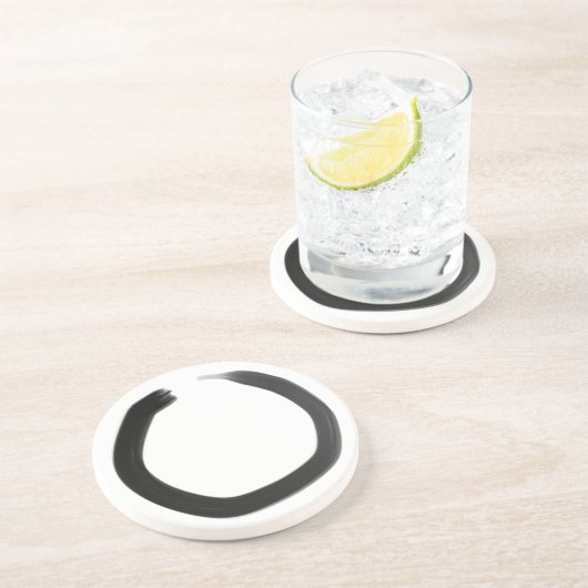 Zen Buddhist Enso Circle Zandsteen Onderzetter (Zijkant)