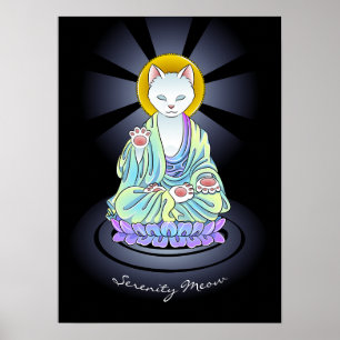 Zen Buddhist Serenity Meow Cat Poster