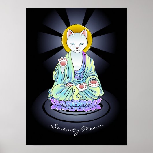 Zen Buddhist Serenity Meow Cat Poster (Voorkant)