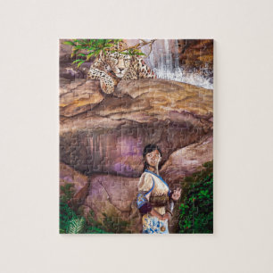 Zen Buddhist Tiger en aardbei Legpuzzel