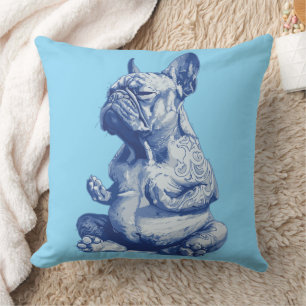 Zen Bulldog in Meditatiehouding Kunst Kussen