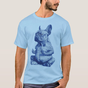 Zen Bulldog in Meditatiehouding Kunst T-shirt