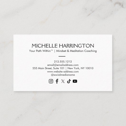 Zen Calm Midcentury Design Life Coaches, Yoga Visitekaartje (Achterkant)