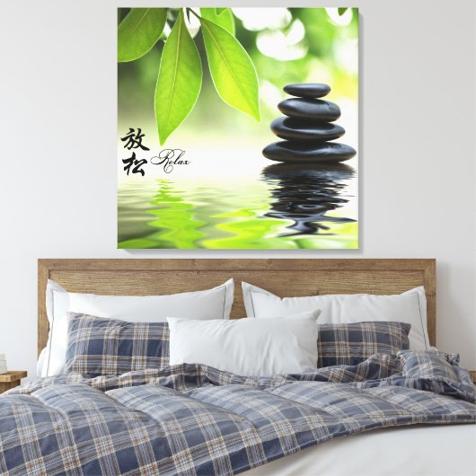 Zen Canvas Print met Chinese karakters. (Insitu (Slaapkamer))