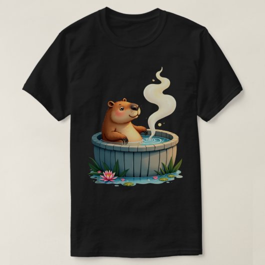 Zen Capybara Bubbelbad Ontspanning Kawaii Sticker  T-shirt (Design voorkant)