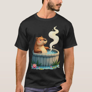 Zen Capybara Bubbelbad Ontspanning Kawaii Sticker T-shirt