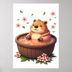 Zen Capybara Bubbelbad Ontspanning Sticker T-shirt Poster