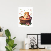 Zen Capybara Bubbelbad Ontspanning Sticker T-shirt Poster (Thuiskantoor)