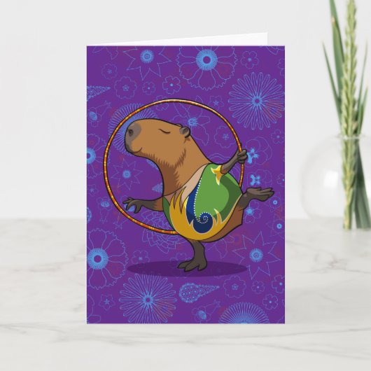 Zen Capybara Dancer Funny Rhythmic Gymnast Cartoon Kaart (Voorkant)