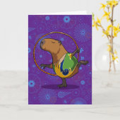 Zen Capybara Dancer Funny Rhythmic Gymnast Cartoon Kaart (Gele Bloem)