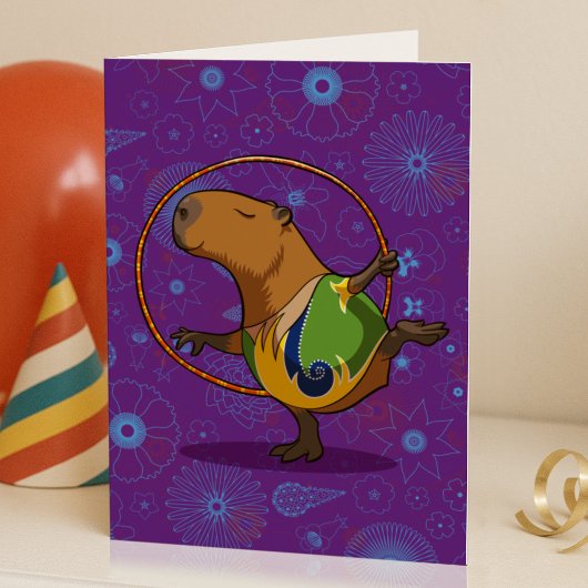 Zen Capybara Danser Grappige Ritmische Gymnastiek Kaart