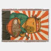 Zen Capybara Eating Ramen with Radiating Stripes Deken (Voorkant)