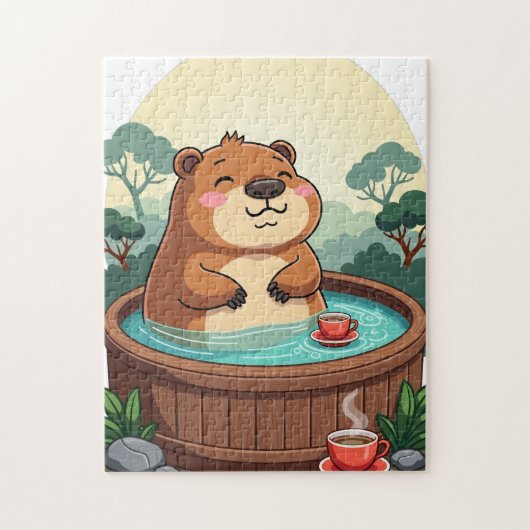 Zen Capybara Hottub Ontspanning - Chill Sfeer Legpuzzel (Verticaal)