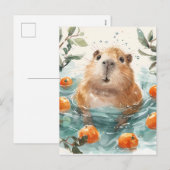 Zen Capybara: Wellness wateren Feestdagenkaart (Voorkant / Achterkant)