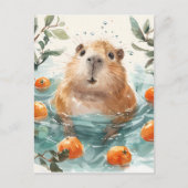 Zen Capybara: Wellness wateren Feestdagenkaart (Voorkant)
