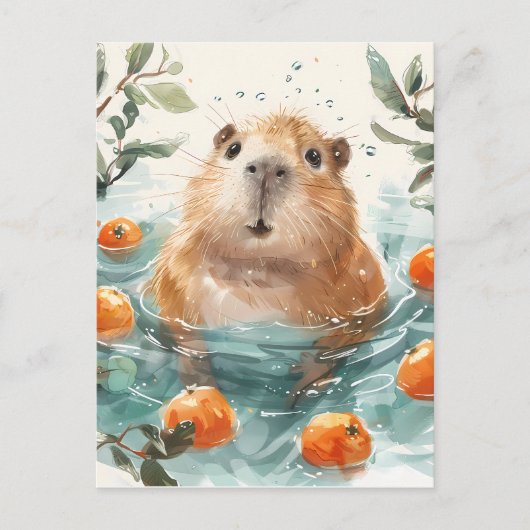 Zen Capybara: Wellness wateren Feestdagenkaart (Voorkant)