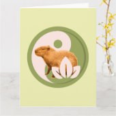 Zen Capybara Yin Yang Kaart (Gele Bloem)