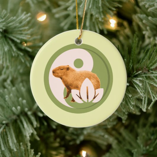 Zen Capybara Yin Yang Keramisch Ornament (Boom)