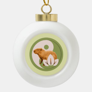 Zen Capybara Yin Yang Keramische Bal Ornament