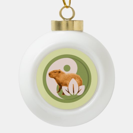 Zen Capybara Yin Yang Keramische Bal Ornament (Voorkant)