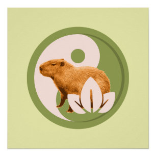 Zen Capybara Yin Yang Perfect Poster